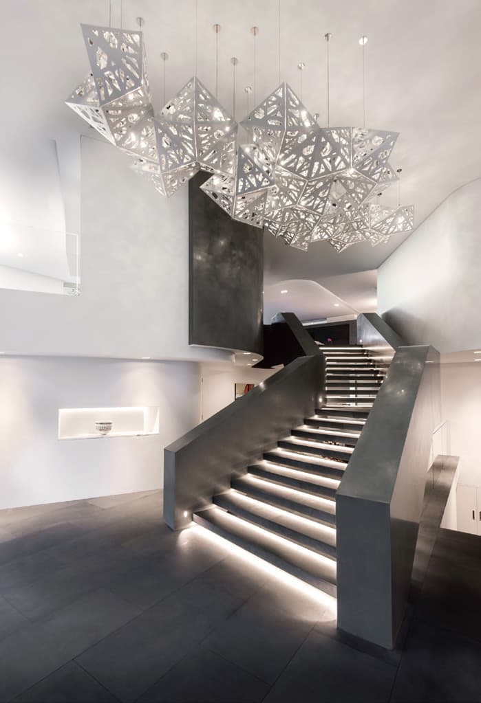 Interior staircase with integrated Moorgen smart sensing