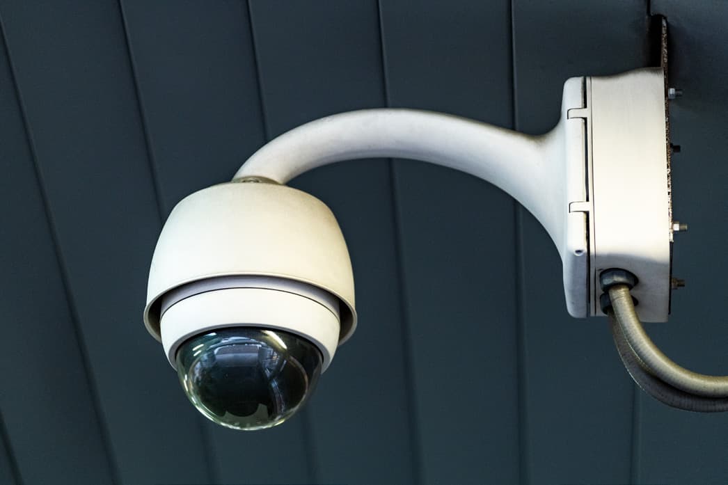 Installed dome CCTV security camera