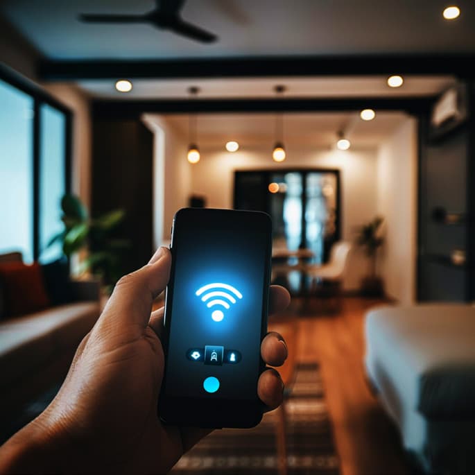Connected-home interface illustrating wireless control